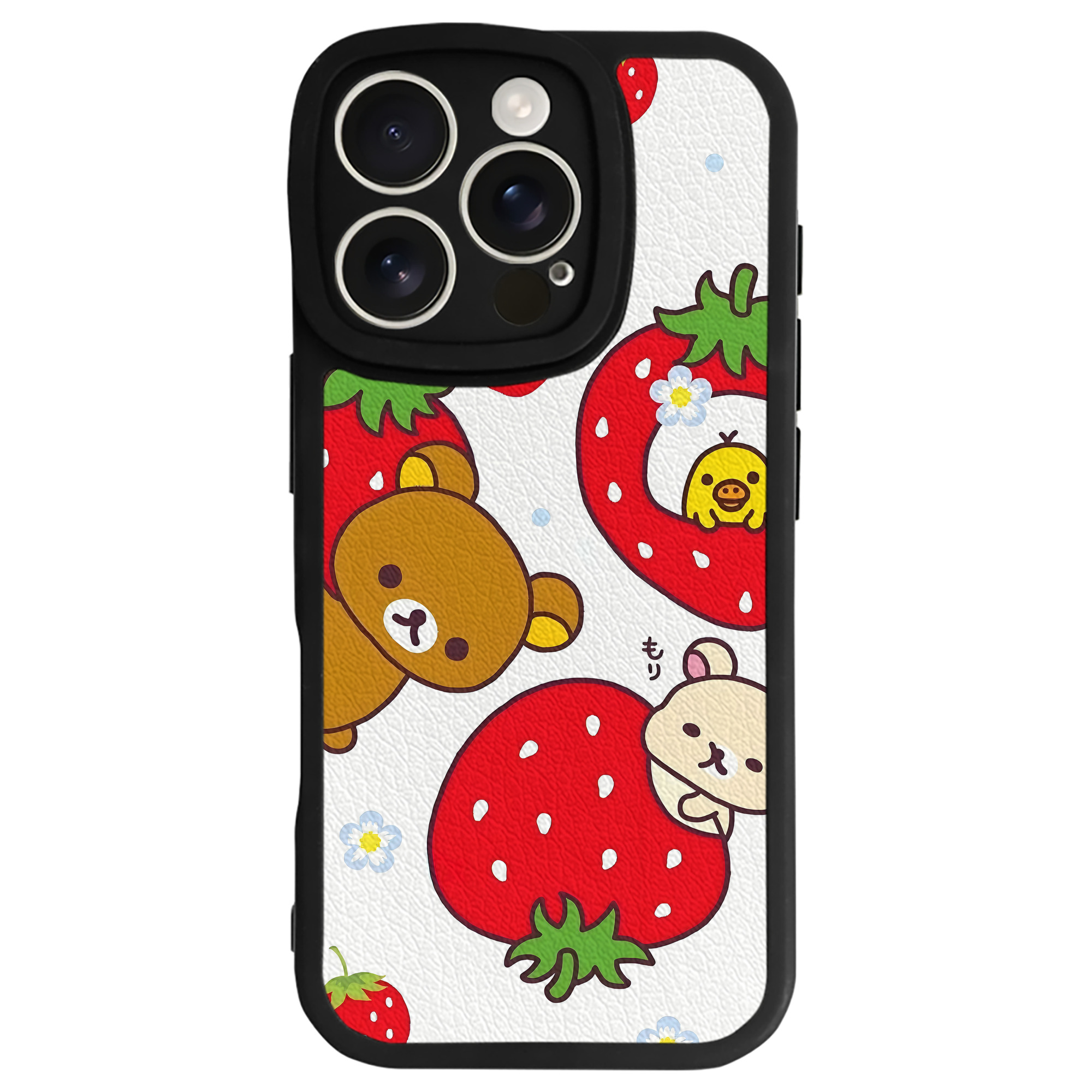 （画像用） リラックマ リラックマ キイロイトリ Rilakkuma Korilakkuma Kiiroitori 【iPhone 16シリーズ対応】シリコンスマホケース（レザー調） 材質：シリコン